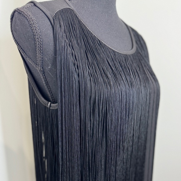 Carmen Black Loose Sleeveless Fringe Top (S) - Picture 3 of 8